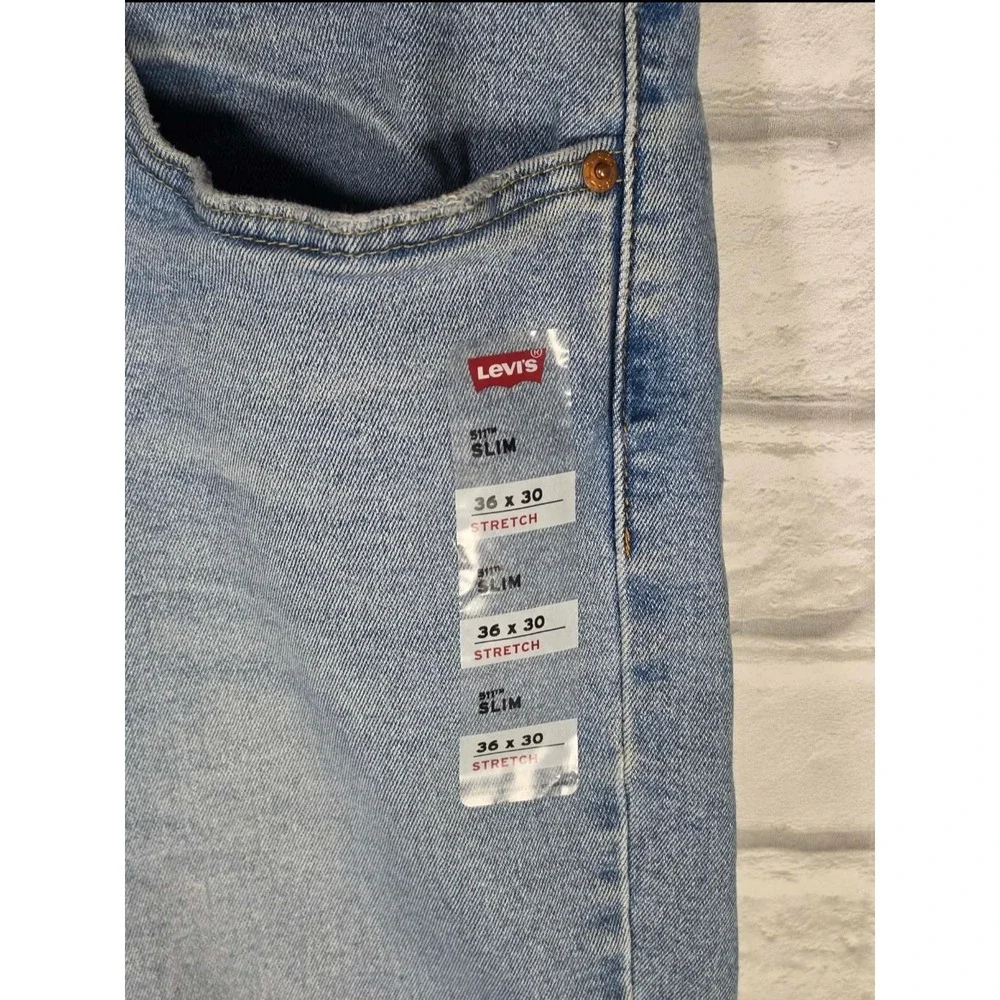 Levis 511 Slim Fit Jeans Mens 36x30 Light Wash Blue Stretch Denim 045111432